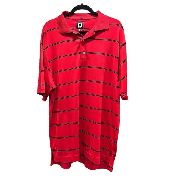 FootJoy Men's Striped Polo Shirt Red Size L Golf Casual - Picture 1 of 4